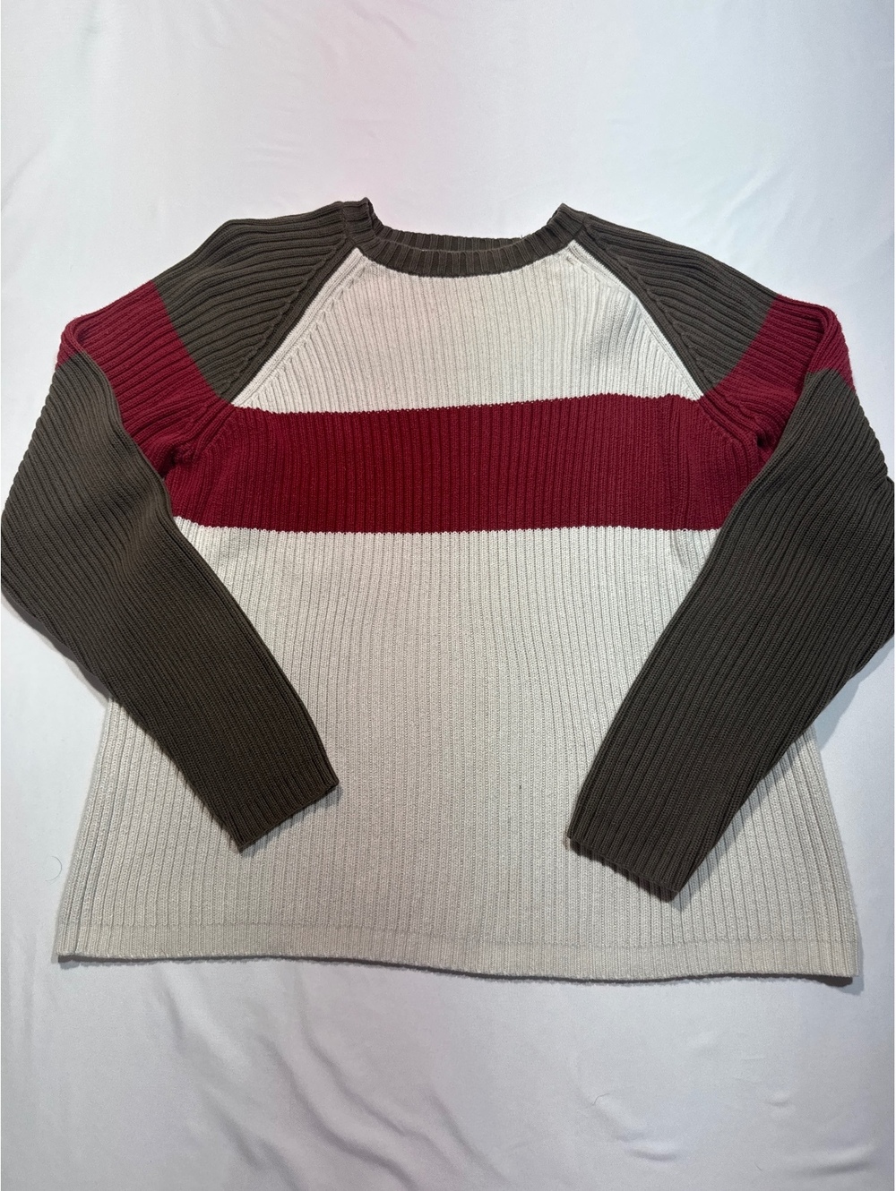 Structure Large Colorblock Ribbed Cotton Sweater vintage